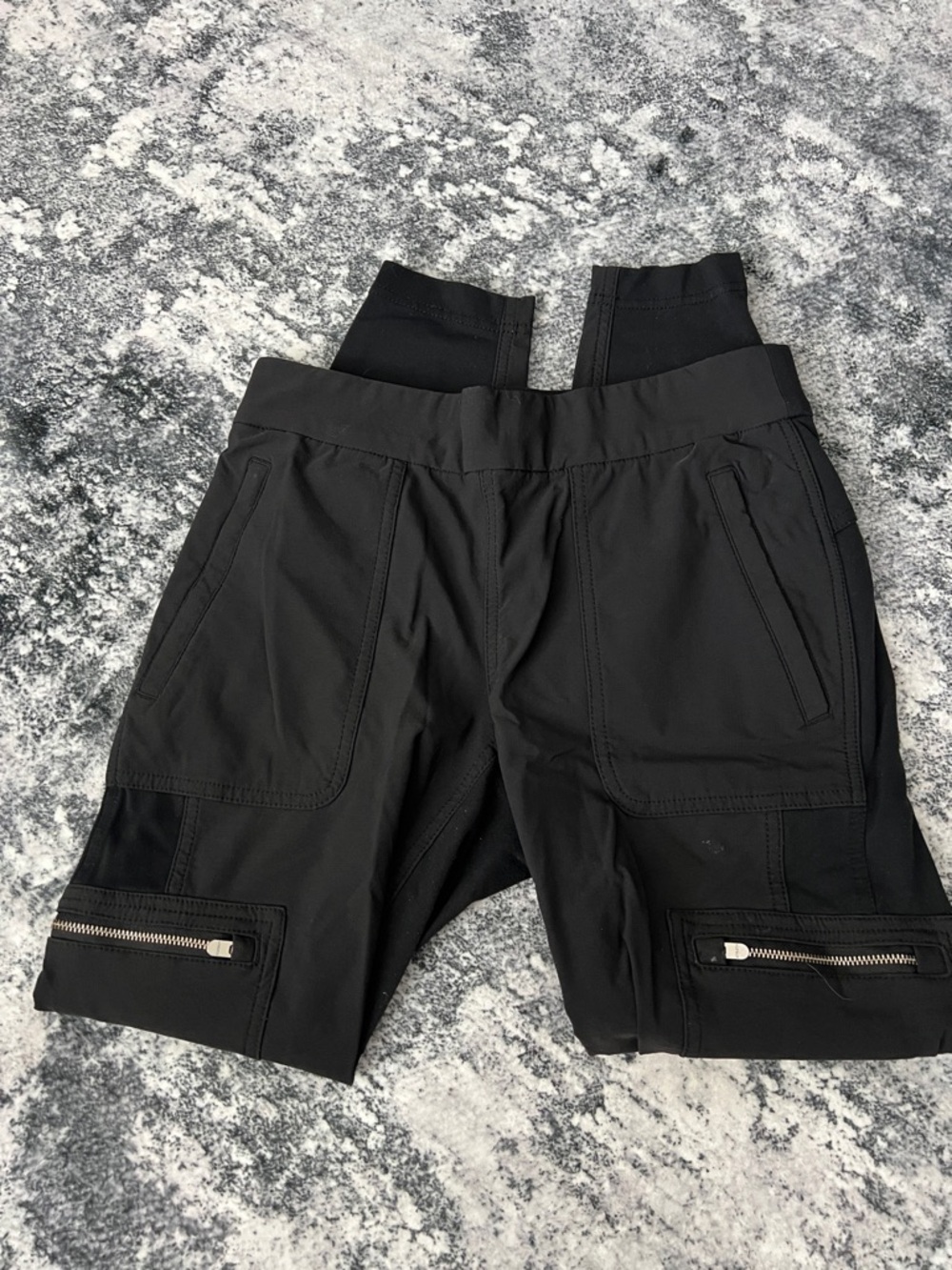 Athleta Black Performance Cargo Shorts with Zip Detailing